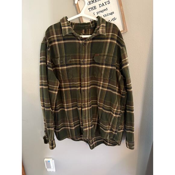 Orvis Thick Heavyweight Flannel Green Plaid Shirt Jacket Mens XXL Warm Outdoor - Picture 1 of 3